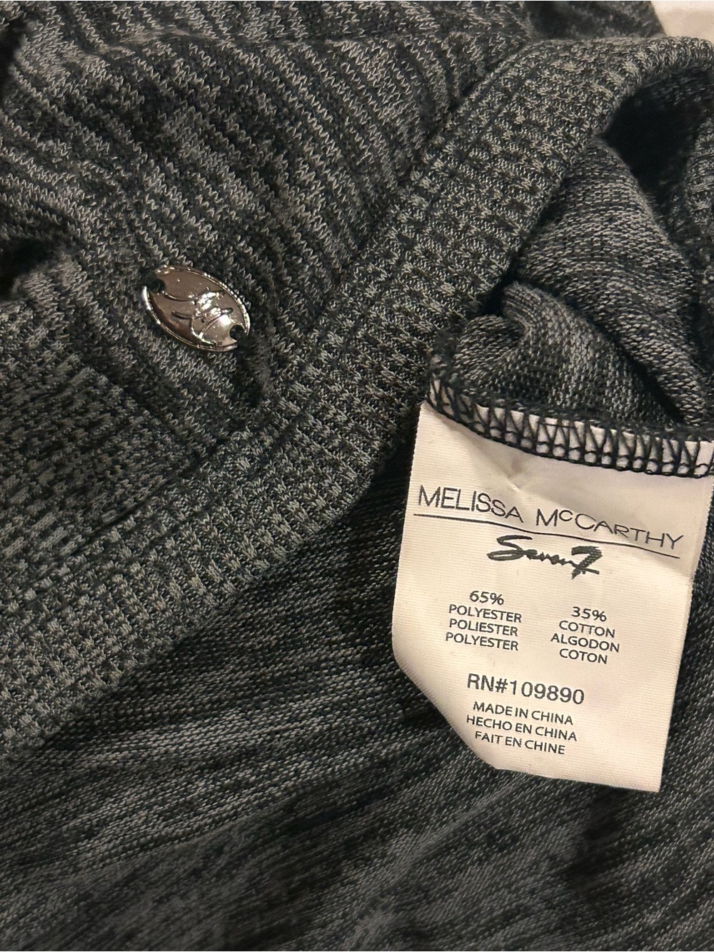 Plus Size OSFM Melissa‎ McCarthy Seven Gray Cowl Long Sleeve Oversized Shirt - Picture 5 of 5